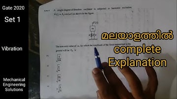 Gate 2020 ME , Set 1 , Vibration Question, Explanation in Malayalam