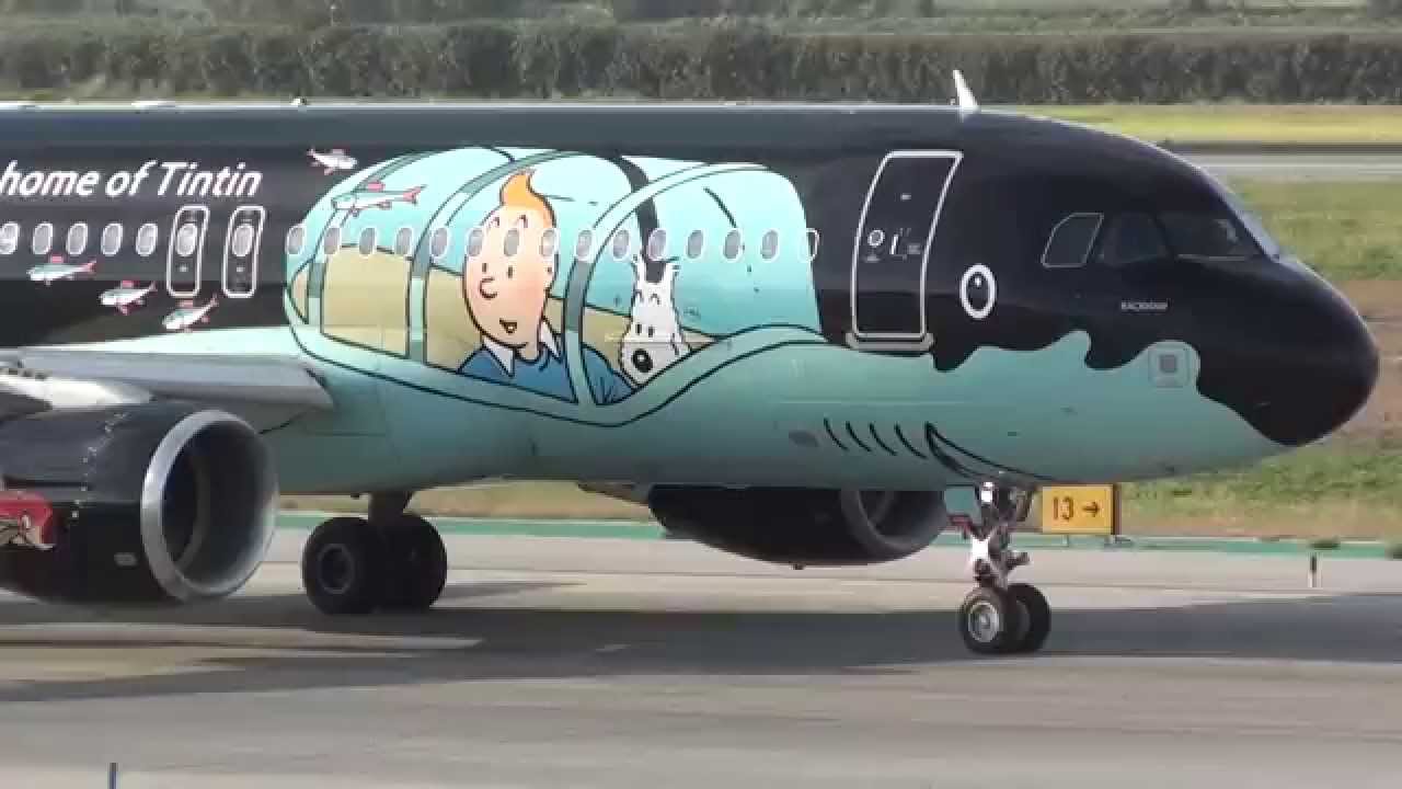 TINTIN RACKHAM Airbus 320 OO-SNB Take Off Malaga LEMG