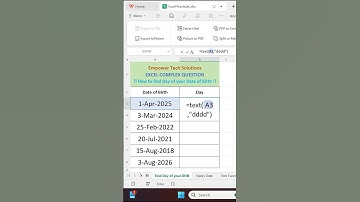 How to find Day of your Date of Birth in MS Excel |#excel #exceltips #exceltricks #et #exceltutorial