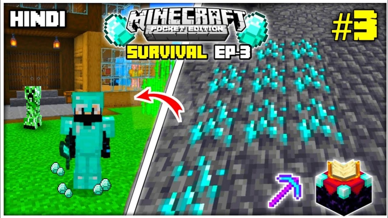 Making Full Diamond Armor🤩 | MINECRAFT PE🔥 Survival Series Ep 3 in ...
