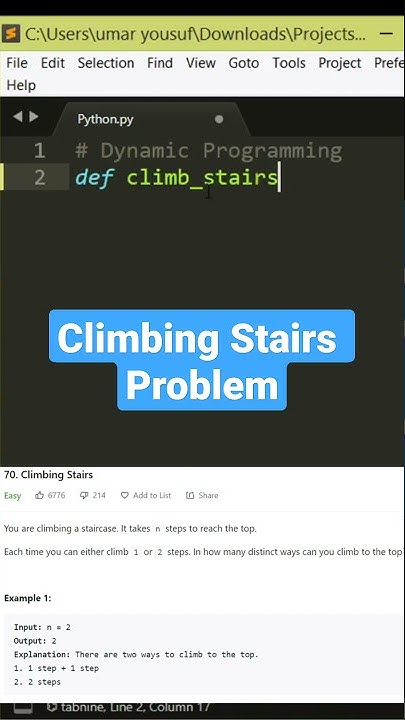 Climbing Stairs Problem in Python - Dynamic Programming #shorts #python ...