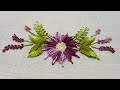 Cute Purple Daisy Flower Embroidery Dimensional Brazilian Stitches
