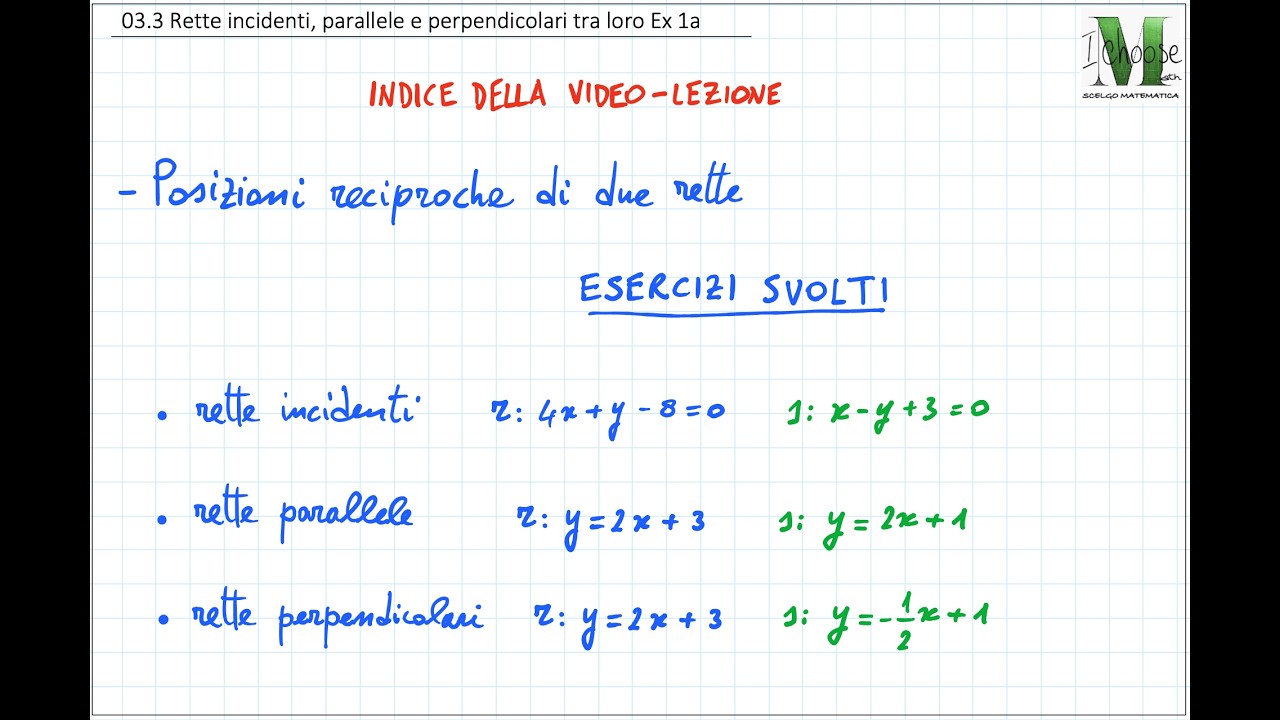 03.3 Rette incidenti, parallele e perpendicolari - Ex 1a