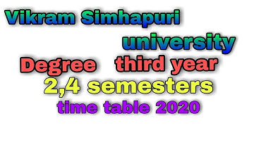Vikrama Simhapuri University Degree third year 2nd &4th semester exams time table 2020|VSU latest|