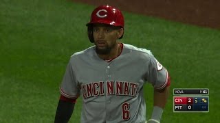 CIN@PIT: Hamilton singles to right, plates Barnhart