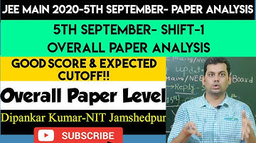 #JeeMainpaperanalysis #JeeMain5thSeptember  Jee Main 2020 Paper Analysis|5th September 1st Shift.