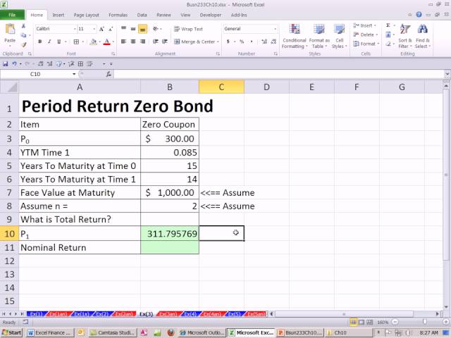 mp3 - excel finance class 92 period holding returns for zero bond