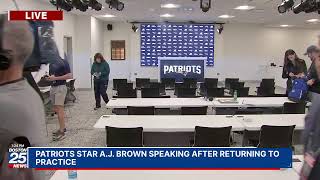 WATCH LIVE: Patriots star A.J. Brown speaking after returning to practice.