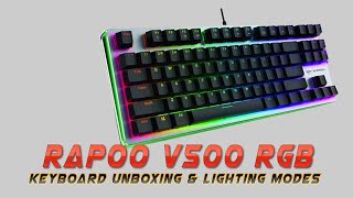 Rapoo V500 RGB Keyboard UnBoxing & Lighting Modes