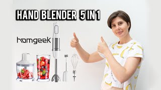 HOMGEEK hand blender | 5 in 1 | full review with recipes| 1000W 6-Speed Stick Blender