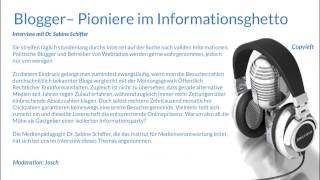 Blogger– Pioniere im Informationsghetto