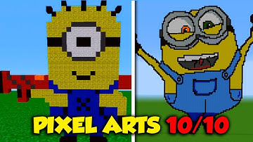 Rate Pixel Art with Minions characters in Minecraft from 1 to 10# TOP 5