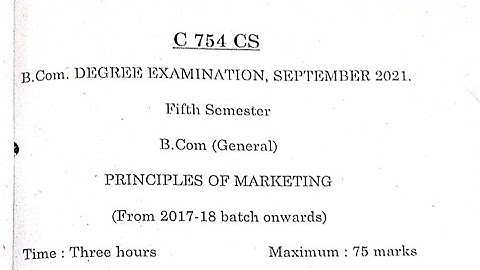 Principles of Marketing-5th semister(2021) for B.com(general)#pondicherry #portblair#questionpapers