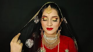 Red Asian bridal || makeup tutorial ||2020||glittery eye