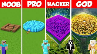 SECRET MAZE BASE HOUSE BUILD CHALLENGE - Minecraft Battle: NOOB vs PRO vs HACKER vs GOD / Animation