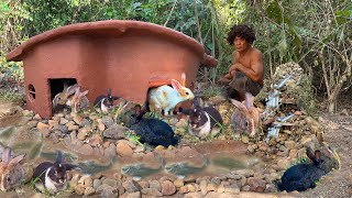 Make mud house for rabbits, Rabbit's house - Building Rabbit shelter