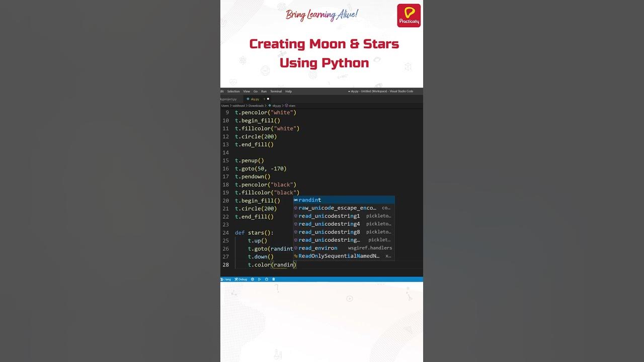 How to create Crescent Moon 🌙 and Stars ⭐⭐ using Python | Practically ...