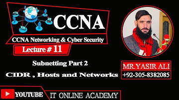 CCNA Part 11 Subnetting part 2 CIDR and finding Hosts and networks in Pashto By Yasir Ali