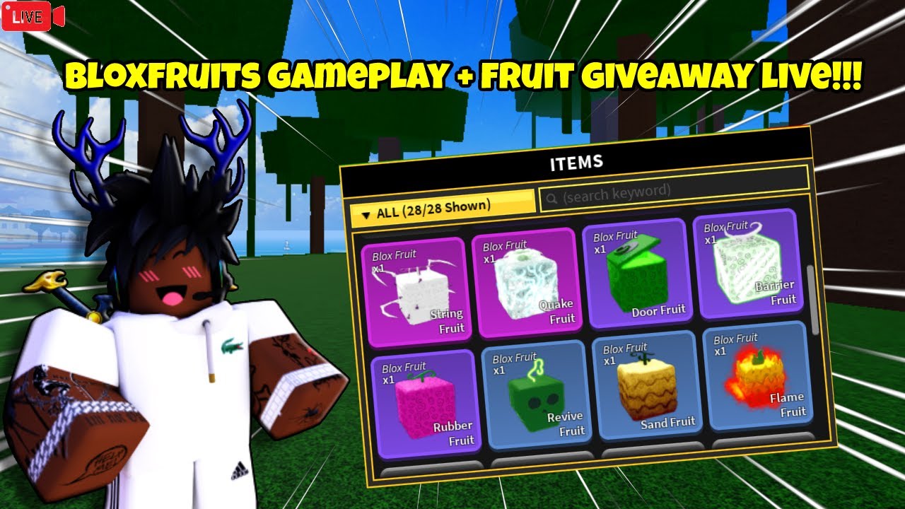 🔴 ROBLOX BLOXFRUITS GAMEPLAY + FRUIT GIVEAWAYS LIVE!!! YouTube