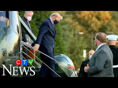 WATCH: President Trump seen getting off helicopter at Walter Reed Hospital