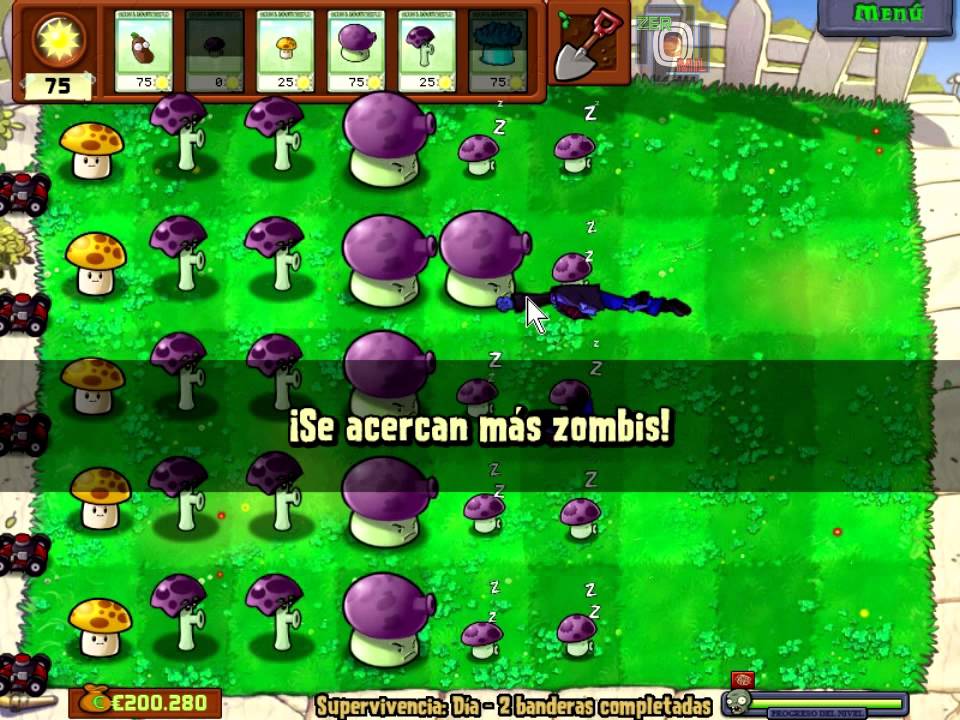 Plantas vs Zombies Supervivencia Día (solo con setas y
