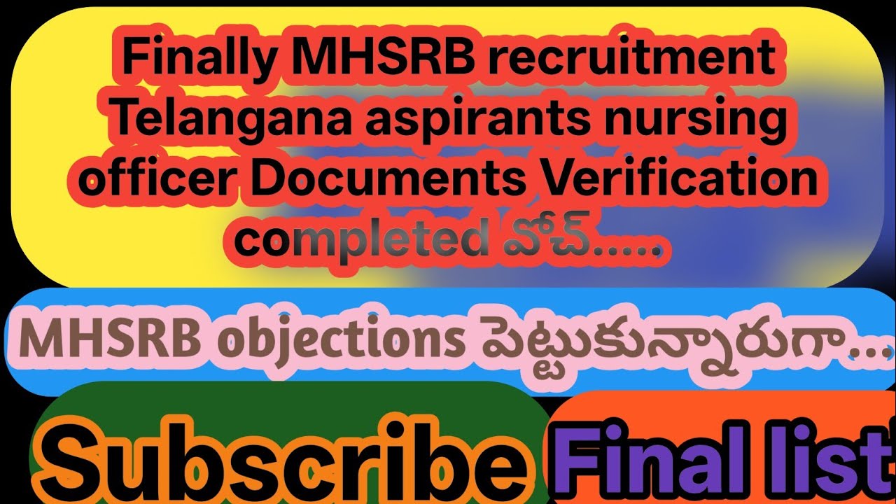 MHSRB recruitment Documents verification candidates list..... Congratulations to all...