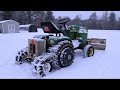 John Deere 317 Half Track Snow Plowing | Vintage Garden Tractor | Drone Aerial Footage