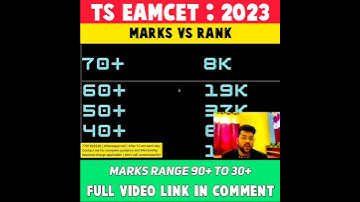 TS EAMCET 2023 MARKS VS RANK | MARKS RANGE 90+ TO 30+ #shorts #tseamcet2023