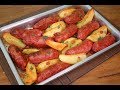 Batatas com linguia e bacon  almoo simples e barato