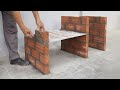 Build a wood stove + grill from red bricks and cement
