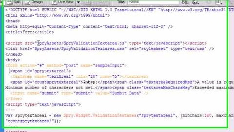 Dreamweaver CS4 Tutorial   31   Form Validation of Text Area