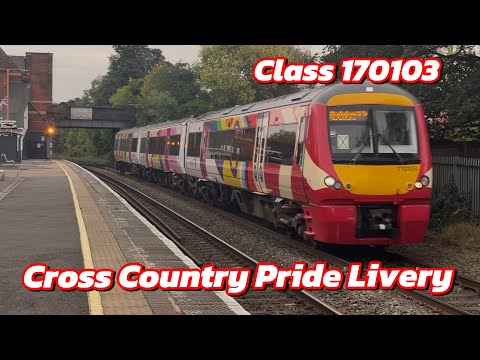 Cross Country Pride livery Class 170103 Passing water Orton Station on 2/10/2025 