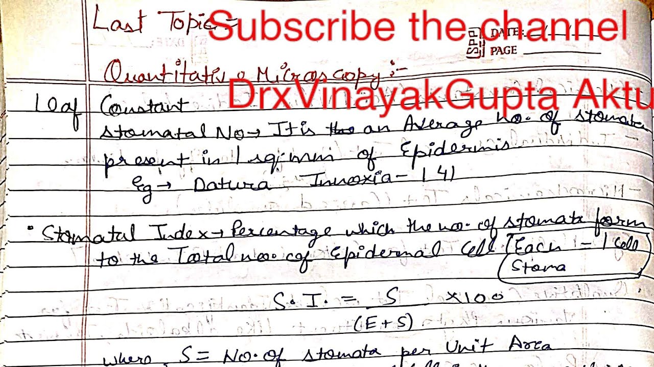 Quantitative Microscopy Unit1 Sem4      Pharmacognosy-1 Aktu Last Topic Notesxin Description box