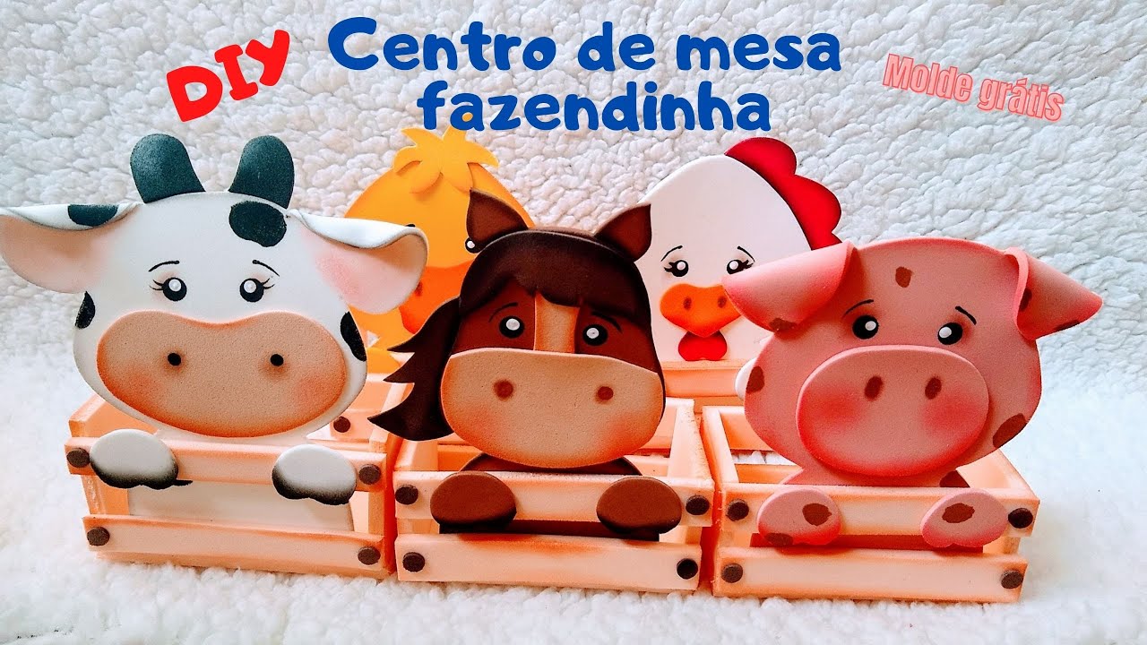 Centro de Mesa tema Fazendinha | Molde grátis