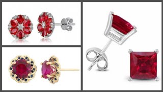 Luxurious Gold Ruby Stud Earrings designs picture collection 2020 - amazing ruby studs