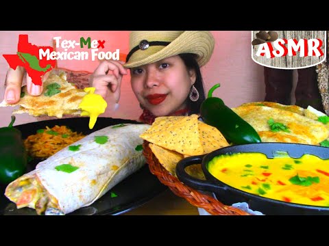 ASMR 咀嚼音 Tex-Mexican Food CHICKEN QUESADILLA, QUESO, BURRITO No Talking EATING SOUND | Cowgirl ASMR