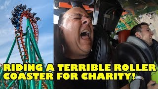 Riding a Terrible Roller Coaster For Charity! El Condor at Walibi Holland! 4K Front Seat POV