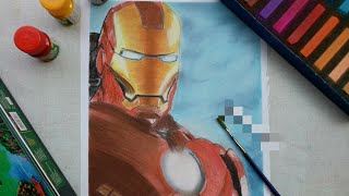 Iron Man Drawing With Soft Pastels Colour For Beginners Step By Step screenshot 5