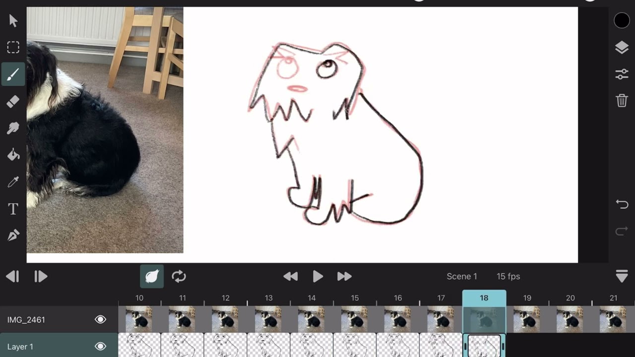 drawing my dog until he becomes an incomprehensible shape