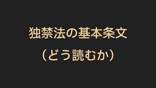 独禁法の基本条文（どう読むか）