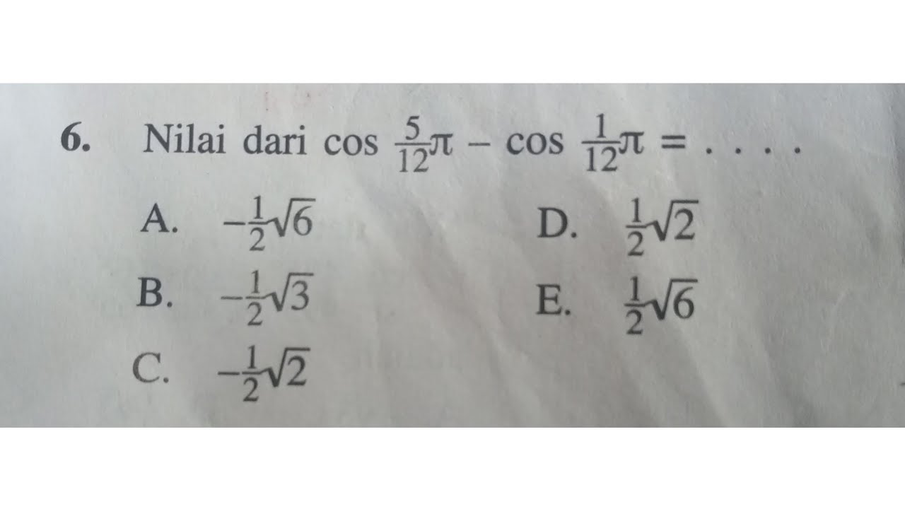 Cos π 12. 5π/12.