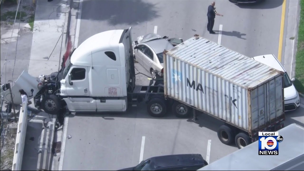 Driver taken to hospital after colliding into semitruck in Opalocka YouTube