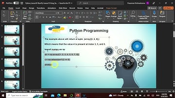 Python L53  in Tamil, This video explains NumPy Lesson12,Non Tech People can understand well.