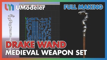 3D Modeling in Unity - Full Making Video of Modeling & Unwrapping a Drake Wand of Medieval Weapon