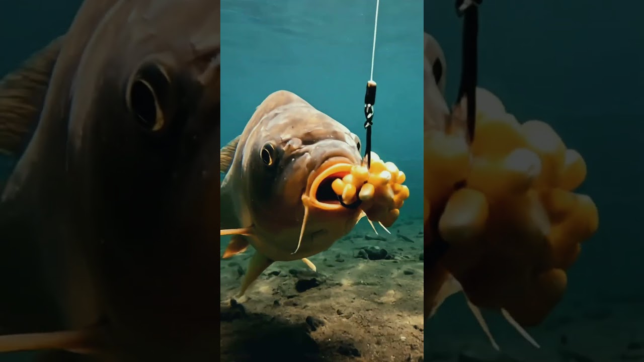 Carp fishing with hook