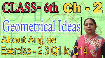 Class - 6th (Prachi) || Chapter - 2 Geometrical Ideas || About Angles & Exercise - 2.3 Q1 to Q14