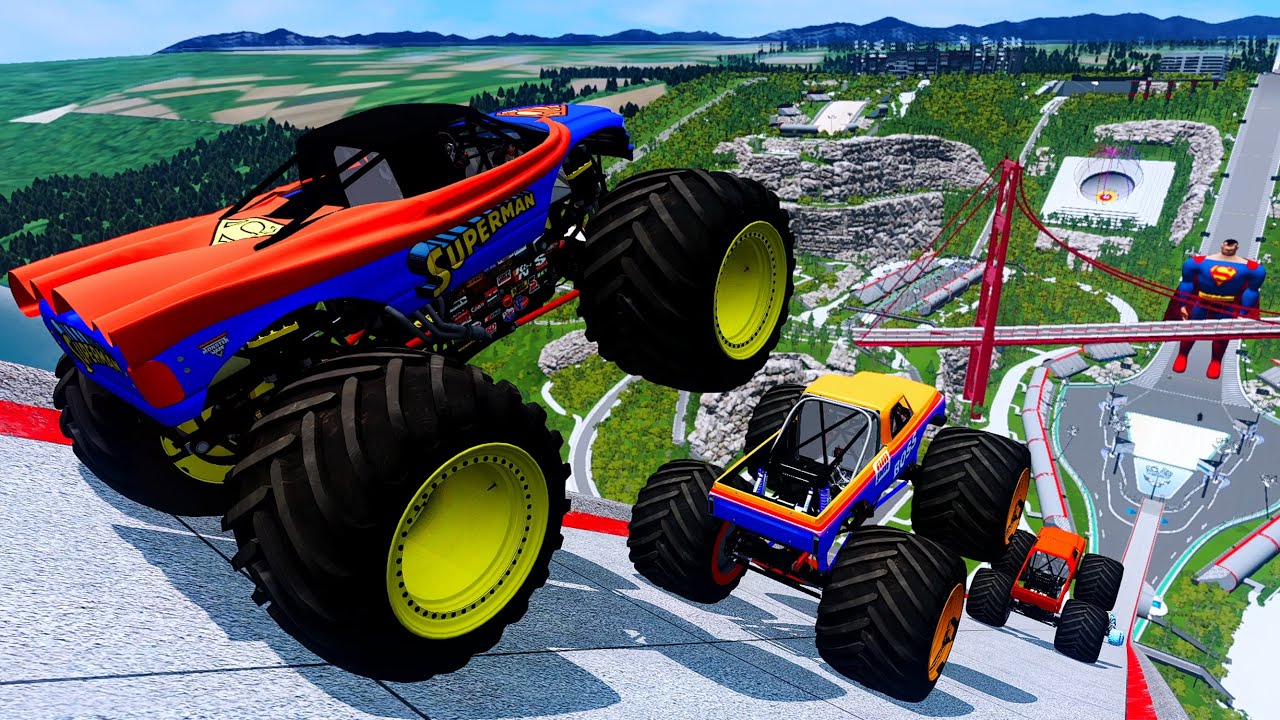 Epic High Speed monster trucks jumps stunts & crashes #039 | BeamNG Drive