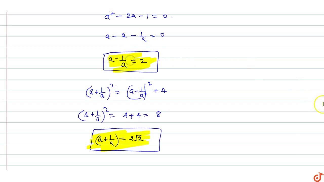 If A 2 2a 1 0 Then Find A 1 A A 1 A A 2 1 A 2 And A 2 1 A 2 Youtube