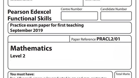 Functional Skills Maths L2 Practice Paper 1 Pearson Edexcel Reform (Complete)