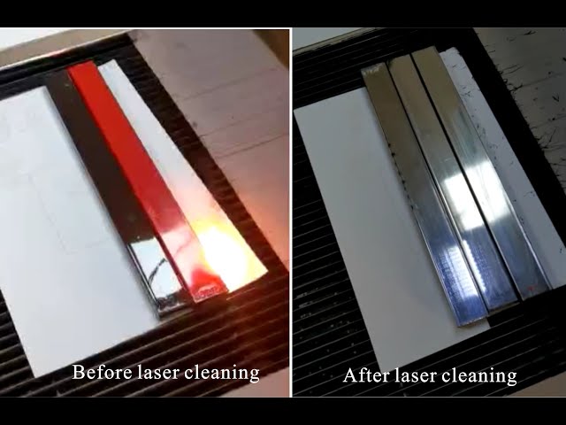 Laser cleaning chrome-plated mold.